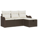 4 dalių sodo sofa rinkinys su pagalvėm ruda poli ratanas,2 vietų sodo sofa su sandėliuku ir pagalvėm ruda poli ratanas