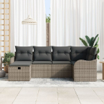 6 dalių sodo sofa su pagalvėlėmis i&scaron; pilko poli ratanas,2-sėdima sodo sofa su saugykla ir pagalvėlėmis i&scaron; pilkos poli ratanas