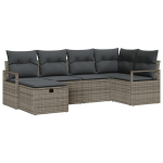 6 dalių sodo sofa komplektas su pagalvėlėmis pilka poli ratanas,2 vietų sodo sofa su saugykla ir pagalvėlėmis pilka poli ratanas