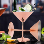 2 Nerūdijančio Plieno Martini Taurės, Rožinio Aukso Kokteilių Stiklinės