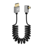 Gelrhonr 4k Micro Hdmi spiralinis kabelis, trumpas Micro Hdmi į Hdmi jungties spyruoklinis lankstus plonas kabelis, Micro Hdmi 90 laipsnių kampu kabelis 18gbps 3d 4k @ 60hz, skirta vaizdo kameros fiksavimo kortelei (stačiu kampu)