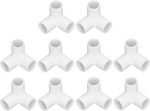 3 krypčių pvc jungtys, 10 vnt. pakuotė, 3/4 colio pvc kampinės jungtys, baldų kokybės pvc vamzdžių jungtys, pvc kampas visoms "pasidaryk pats" pvc konstrukcijoms ir rėmams (balta)