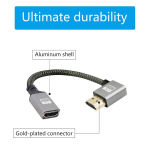 Riieyoca 90 laipsnių kampu į kairę Uhd 4k Hdmi į Hdmi pintas kabelis 0,18 m, 18 Gbps didelės spartos 2.0 pintas kabelis, palaiko 4k @ 60hz, 1080p, Hdcp 2.2, Arc, 3d (2 vnt.)