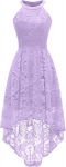 Moteri&scaron;ka nėriniuota suknelė auk&scaron;tai-žemai Saitdress, violetinė