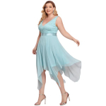 Moteri&scaron;ka nėriniuota asimetrinė midi suknelė Saitdress, mėlyna, 46