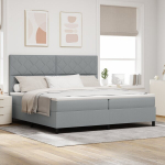 Kartoninė lova su Čiužiniu ir led &Scaron;viesa pilka 200x200 cm audinys
