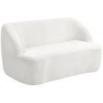 HOMCOM Dvivietė mink&scaron;ta sofa, lenktas dizainas, su flisiniu apmu&scaron;alu, skirta svetainei, miegamajam, namų biurui, kreminė balta, Balta