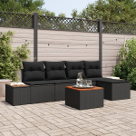 6 dalių sodo sofa rinkinys su pagalvėmis juoda poli ratanas akacija