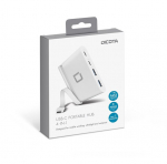 DICOTA USB-C Ne&scaron;iojamas Hub 4-in-1 - Baltas, Lengvas ir Kompakti&scaron;kas 57g, 12mėn Garantuotas Adapteris Su Maitinimu