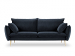 Keturvietė aksominė sofa Milo Casa Elio, tamsiai mėlyna/auksinės spalvos