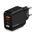 Įkroviklis Wozinsky 'GaN' juodas 20W (USB / USB-C)