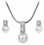 Termo pasta Levien Eleganti&scaron;kas Pearl Caorle White karolių ir auskarų rinkinys