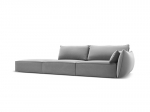 Velvet sofa Vanda (kairinė), 4 sėdimos vietos, pilka