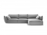 De&scaron;inioji kampinė velvet sofa Vanda, 4 sėdimos vietos, pilka