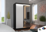 Spinta ADRK Furniture su LED ap&scaron;vietimu Rewena 120, balta/juoda