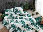Eponj Home lovatiesės komplektas Monstera Green, 200x235 cm, 3 dalių