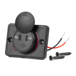 Kvadratinis atsparus vandeniui telefono įkroviklis su raudonu LED ap&scaron;vietimu, 2x USB-C, 12/24V &ndash; AMIO-04232