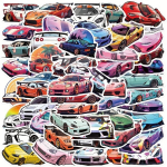50 vnt. Super Automobilių ir Sporto Vinilo Lipdukų Rinkinys