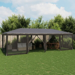 Proginė palapinė su 12 sienomis, antracito, 8x4m, hdpe