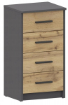 BODO 4S ANTHRACITE-WOTAN 4 stalčių komoda 40 cm knygų spinta