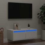 Televizoriaus spintelė su led ap&scaron;vietimu, balta, 75x35,5x25 cm