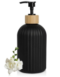 Muilo dozatorius Likado - juodas su bambuko dangteliu, 400 ml