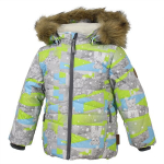 Huppa Berniukų žieminė striukė HUGO, lime leopard pattern
