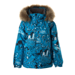 Huppa Berniukų žieminė striukė MARINEL, neon blue pattern, 104