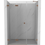 Du&scaron;o durys Mexen Lunar-F, sulankstomos, kairė, 120 cm, transparent/brushed copper