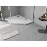 Du&scaron;o padėklas Mexen Flow Slim, penkiakampis, kairinis, 90 x 80 cm, White gloss