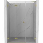 Du&scaron;o durys Mexen Lunar-F, sulankstomos, kairė, 135 cm, transparent/brushed gold