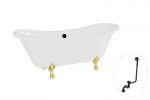 Vonia Besco Amelia 190, White+Gold, su sifonu su persipylimu Klik-klak Black