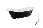 Vonia Besco Amelia B&W 190, Black/White+White, su sifonu su persipylimu Klik-klak Chrome