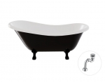 Vonia Besco Otylia B&W 170, Black/White+Black, su sifonu Klik-klak Chrome