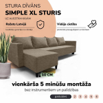 Klasikinis didelis kampinis sofos komplektas Simple XL Sturis, Smėlio spalvos