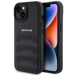 AMG Leather Debossed Lines dėklas iPhone 15 Plus - juodas