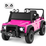 Land Rover Defender elektrinis automobilis vaikams, rožinės spalvos