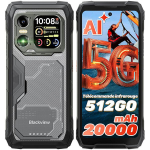 Telefonas 5G Blackview XPLORE 1 20000mAh 48GB RAM 512GB ROM 6.78" tvirtas i&scaron;manusis telefonas Android 15 Dual SIM NFC Juoda