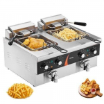 Komercinė elektrinė gruzdintuvė su dviem talpyklomis | Nerūdijančio plieno | 2 x 5,9 l | 2 x 3000 W | 80&ndash;200 &deg;C | 220 V