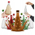 10x Kalėdinės "eglutės" buteliukai 250ml do likerių, sulčių