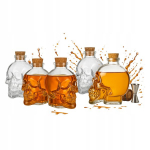 5x Stiklinė Karafa Kaukolė 100ml - Dekoratyvinė Butelka