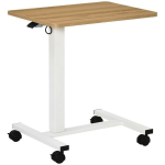 Reguliuojamo auk&scaron;čio stovimas stalas su 4 ratukais C formos 65 cm x 48 cm x 70&ndash;110 cm Natūralus + baltas