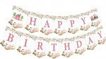 Dekoracinė juosta Happy birthday, rožinė, 1 vnt.