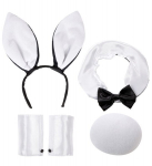 BUNNY SET (ears, collar with bowtie, tail, cuffs)