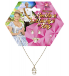 GOLD STRASS CROWN PEARL NECKLACE, eARRINGS & RING