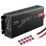 3000 W modifikuotos sinusoidės keitiklis 12 V į 230 V su LCD ekranu, 3 AC lizdais, USB ir Type‑C jungtimis