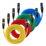 XLR kabelis, 7,62 m, 4 vnt., ekranizuotas subalansuotas, spalvotas