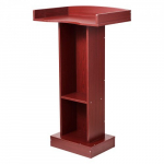 Podiumo stovas, medinis tribūnos stalas 104x60x40 cm, rudas, su laikymo vieta