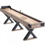 Shuffleboard stalas 350x61 cm 2-in-1 kombinuotas žaidimų rinkinys