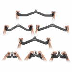 Lat Pulldown priedų rinkinys, 7 dalys, juoda, gumuota rankena, vientisas plienas